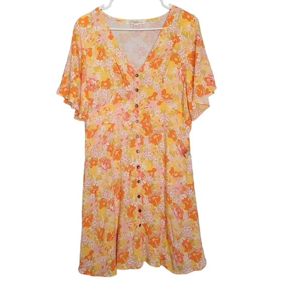 Rewind Orange Floral Dress - Picture 1 of 11